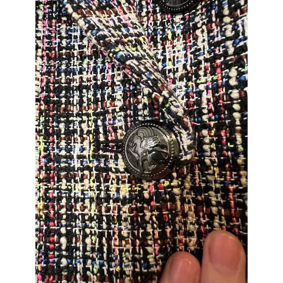 LINI Women's Blue Red McKenzie Tweed Double-Breasted Jacket Blazer Size 4 - Picture 4 of 8